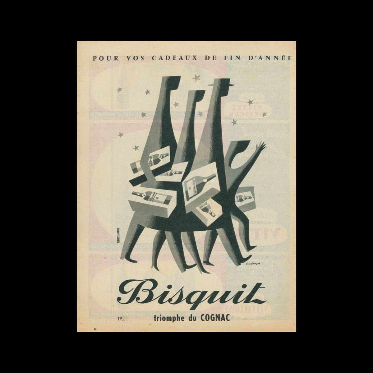 DesignReviewed's tweet photo. Bisquit triomphe du cognac, Advertisement, 1956. Design by Guy Georget.
#vintageadvertising #guygeorget https://t.co/8aPAeOktJI https://t.co/GwLcrvbsSf