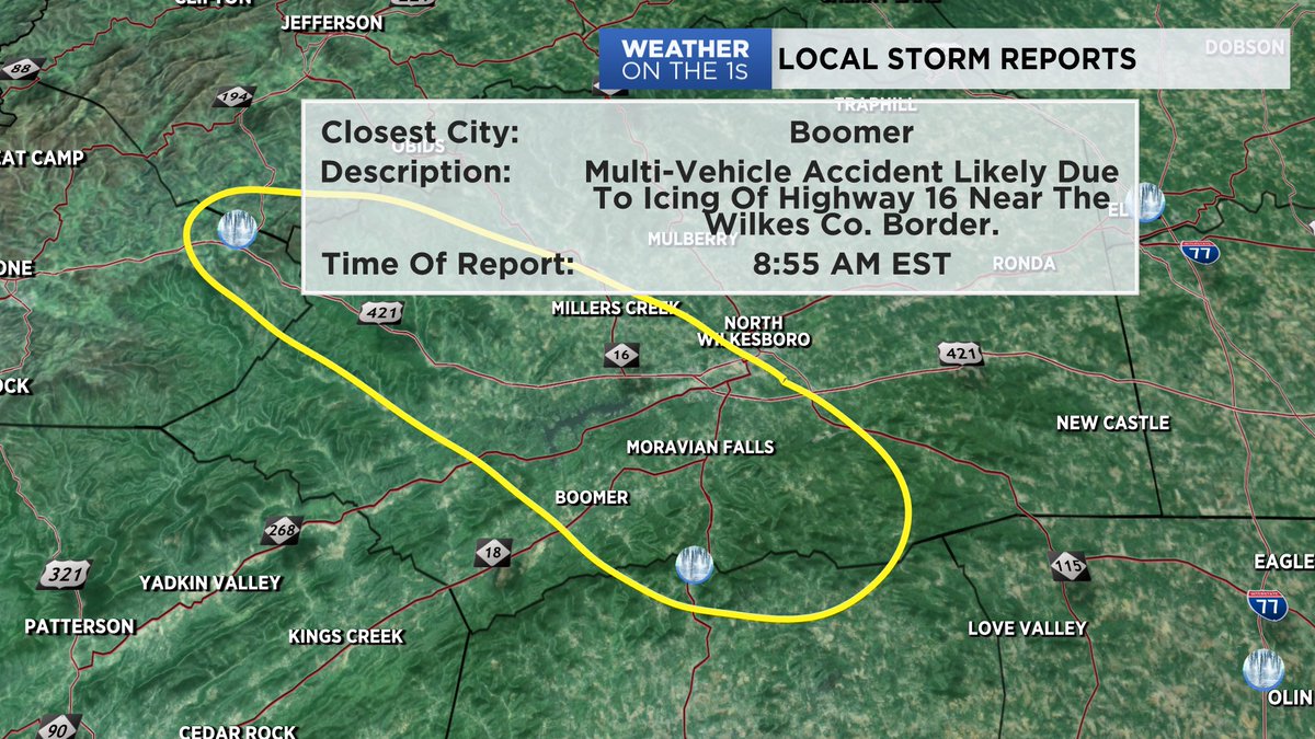 Dangerous road conditions on US 421 in Wilkes &amp; Watauga counties. Multiple wrecks have occurred, including one with 50 vehicles involved. Portions of US 421 have been closed. Conditions should slowly improve later today. Avoid this area if at all possible. #ncwx <a href="/SpecNews1Triad/">Spectrum News 1 Triad</a>