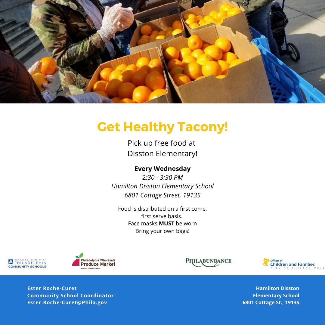 Roche_CSM's tweet image. Every Wednesday at Disston, we have free fresh produce for our families and neighbors thanks to @Philabundance @pwpmproducemkt 
Powered by volunteers from @CORAServices @eatrightphl_sdp @FreeLibrary Tacony branch