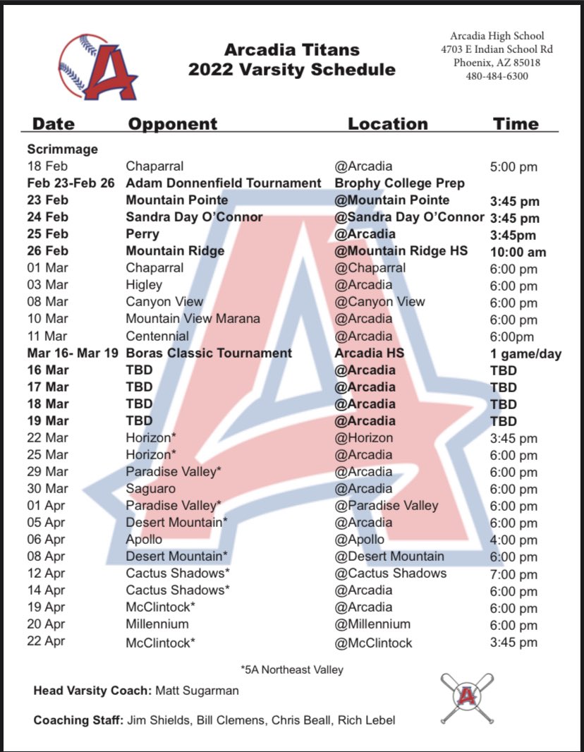 Arcadia Baseball (@titans9baseball) on Twitter photo Today marks the beginning of our 2022 season! Please come out and support your Titans! <a href="/ArcadiaSUSD/">Arcadia High School</a> <a href="/ArcadiaAZLL/">ArcadiaLittleLeague</a> Today marks the beginning of our 2022 season! Please come out and support your Titans! <a href="/ArcadiaSUSD/">Arcadia High School</a> <a href="/ArcadiaAZLL/">ArcadiaLittleLeague</a>