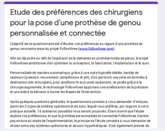 #prothèse du #genou
Envie de contribuer à la #prothèse de demain?
⚒ Jusqu'au 14/02 pour donner votre avis ⚒
⏱2 mn pour répondre à cette étude dans le cadre du projet de #recherche hospitalo-universitaire (RHU) #FollowKnee -->> lnkd.in/gNbDDgCP