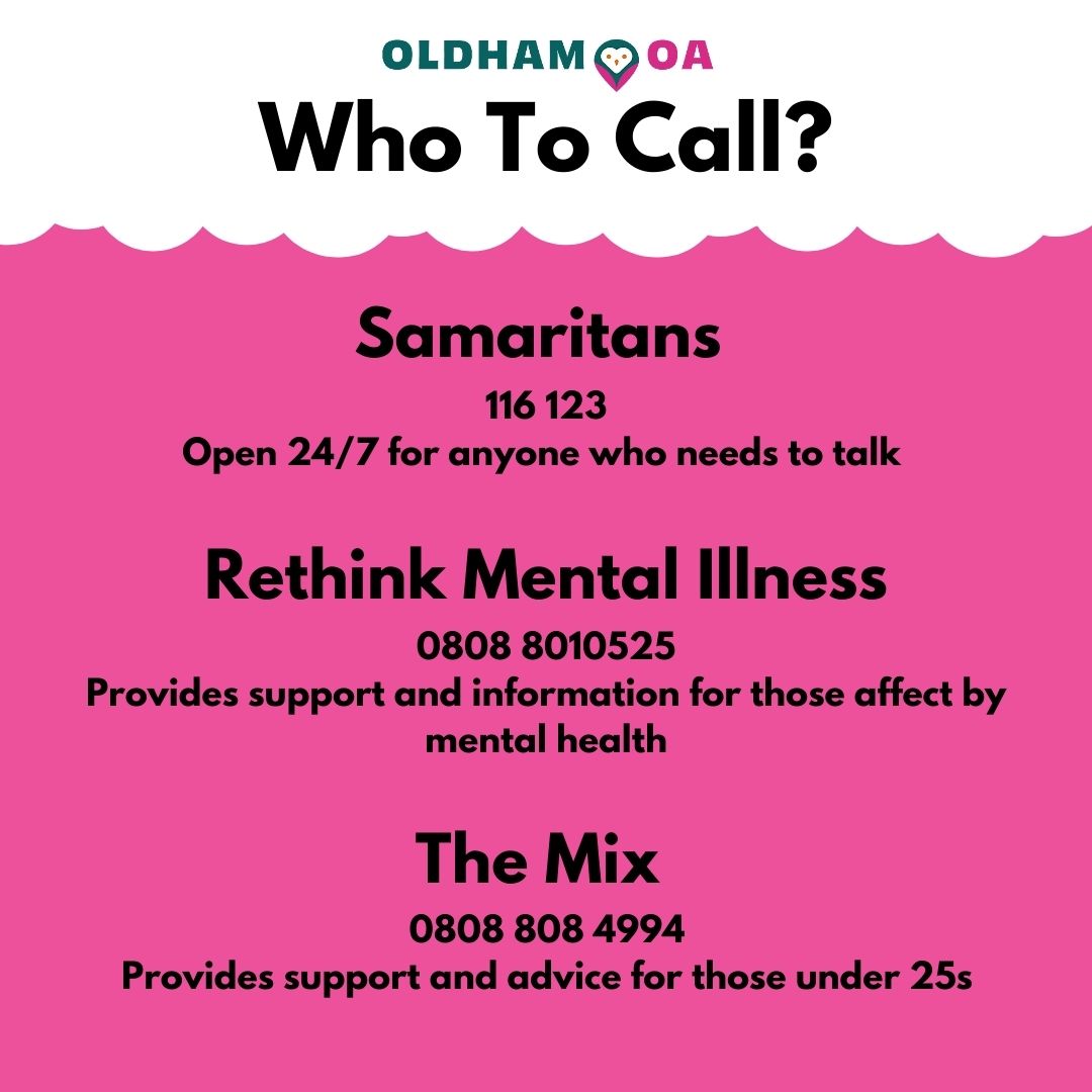 We know that speaking to people you know about your mental health can be tough. Here are some people to call if you'd rather speak to someone you don't know. #ChildrensMentalHealthWeek #WellbeingOldham