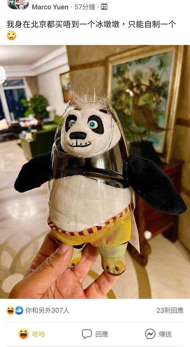 NixieLAM's tweet photo. #BingDwenDwen is too popular so this guy who couldn't secure one in Beijing decided to make their own using what's available at home 😂😂😂😂 (credit: fb） https://t.co/iB8rH2C5kR