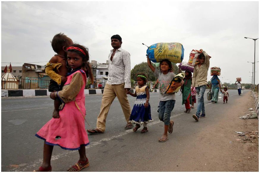 SitaramYechury's tweet photo. Modi govt forced lakhs of workers to walk thousands of kms back home refusing to organise free transport after the irrational Lockdown. 
Blaming migrants for "spreading Covid" now speaks volumes about how diabolical this govt is! https://t.co/oQH1Z9BV16