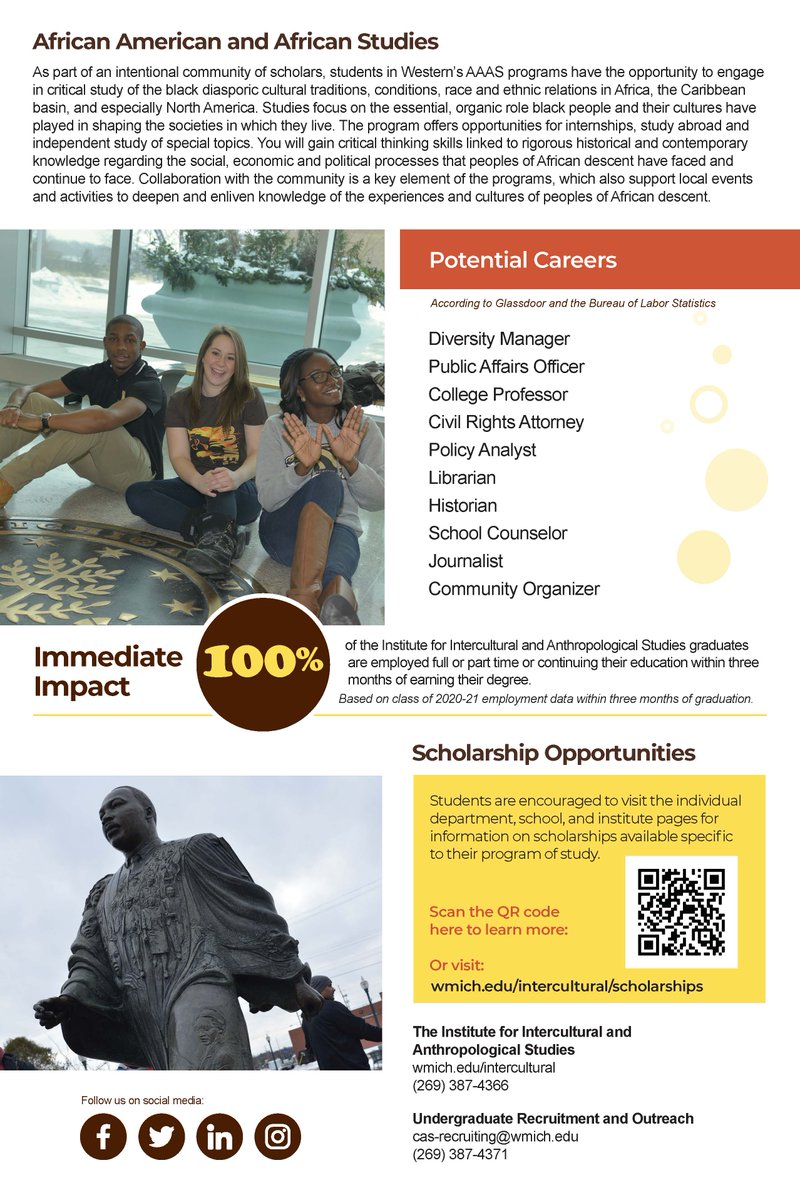 WMUIIAS's tweet photo. Want to learn more about our newly reinstated African American and African Studies Program (AAAS)? You can find the added benefits of declaring a major in AAAS here! https://t.co/ly7ddr8OW7