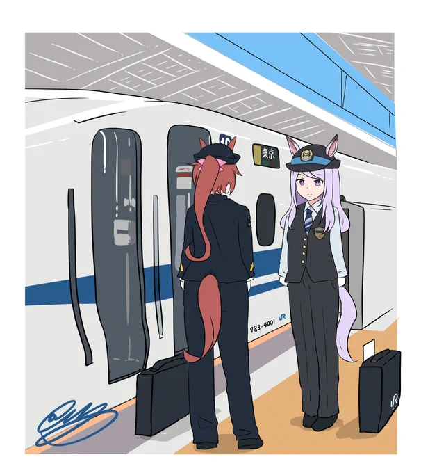 新幹線とウマ娘 #ウマ娘プリティーダービー #トウカイテイオー(ウマ娘) #メジロマックイーン(ウマ娘) #ナイスネイチャ(ウマ娘) #ニシノフラワー(ウマ娘) https://t.co/zJpSpVXHbd 