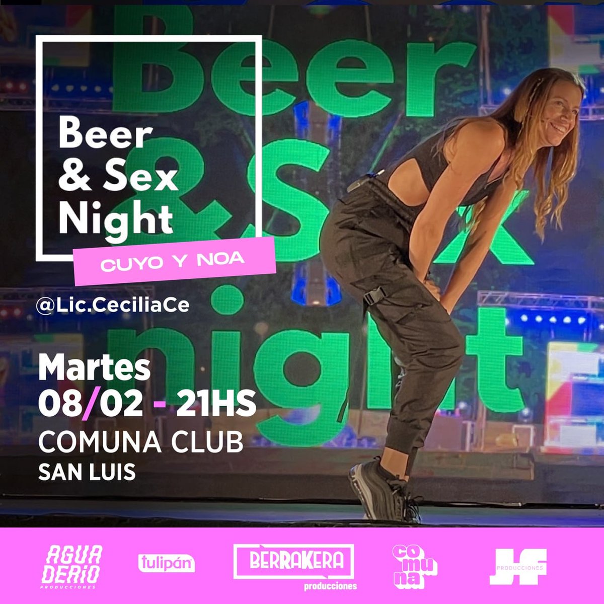 ComunaClub's tweet photo. 💥 SORTEO BEER AND SEX NIGHT 💥

Mañana llega a Comuna 🌈 la @LicCeciliace 💞 y estamos re manijas 

SORTEAMOS 5 ENTRADAS 💦

Para participar:
Seguir a @ComunaClub 
RT a este Tweet

Sorteamos mañana 
📅 08/02 14HS 📅 https://t.co/kZgU64st4R