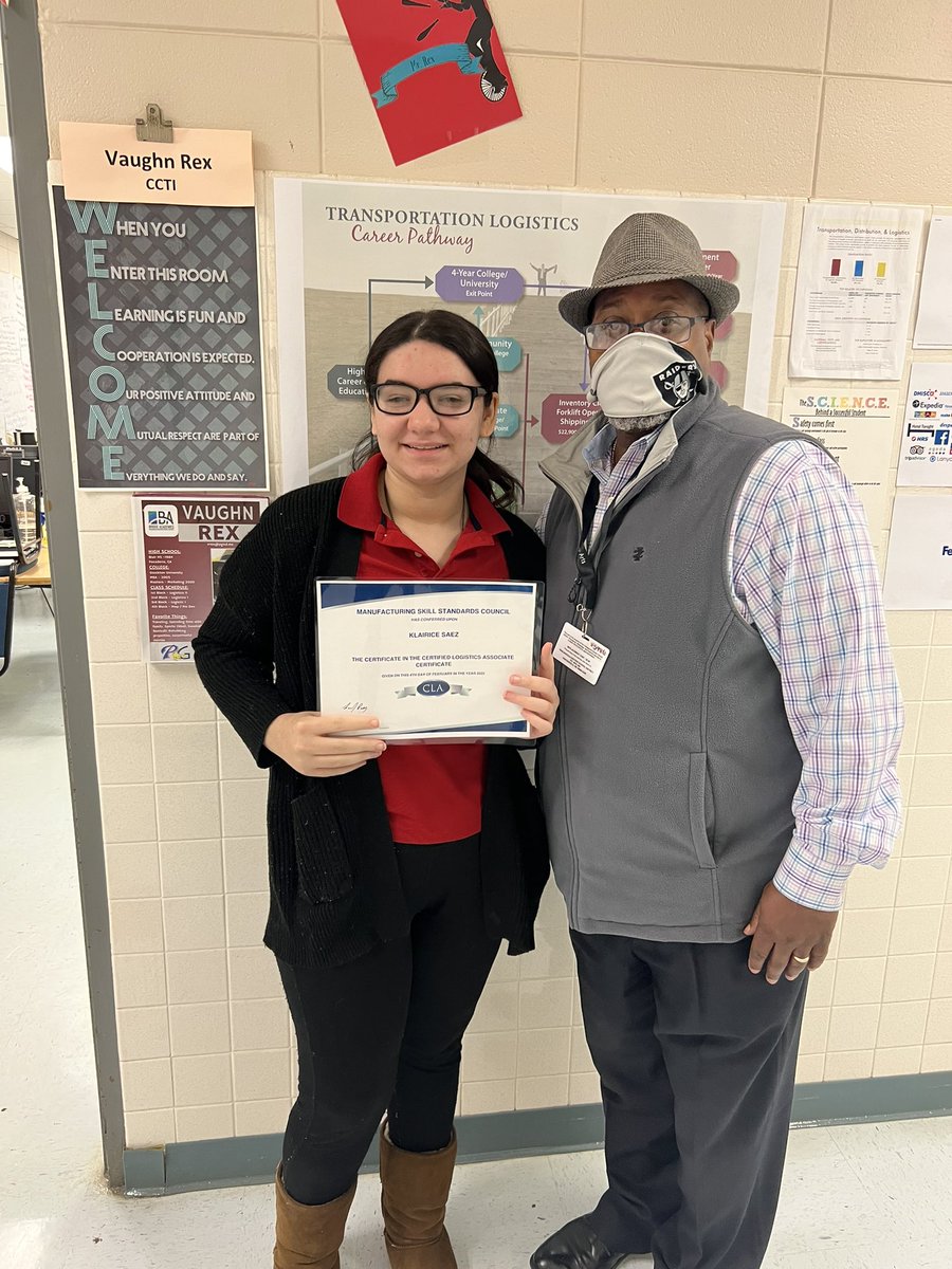 PGSD_CCTI's tweet photo. Congrats to Klarice Saez and Joseph Santana for earning their CLA credentials!  #CTEMonth #TransportationandLogistics https://t.co/3apOEWyGy3