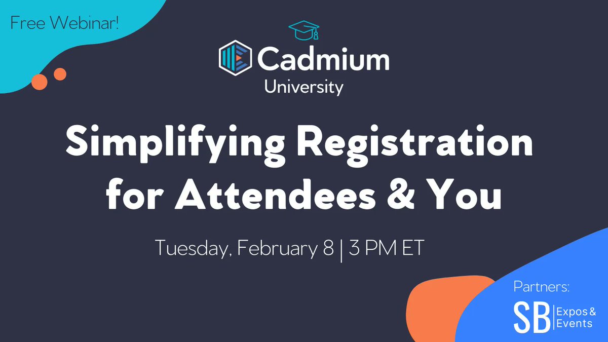 SB_Expos_Events's tweet photo. Do you understand hybrid event registration? New technology can optimize the hybrid registration experience. Join Cadmium and SB’s Jen Leo for a webinar on Tues., Feb. 8. Learn more here!
https://t.co/1fKPVz33We

#eventmanagement #eventprofs #eventindustry @discoversb @gocadmium https://t.co/bVRnw8BCis