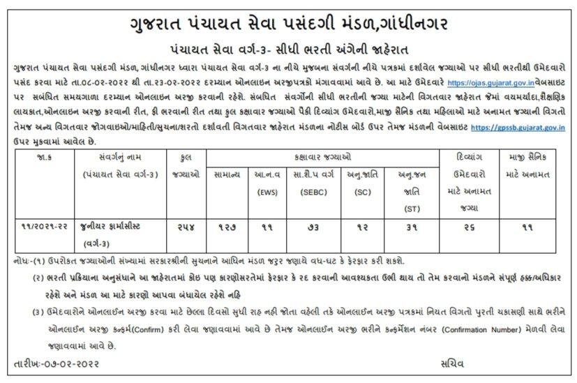 brijeshmerja1's tweet photo. ગુજરાત પંચાયત સેવા પસંદગી મંડળ,ગાંધીનગર દ્વારા પંચાયત સેવાની જુનીયર ફાર્માસીસ્ટ (વર્ગ-૩) સંવર્ગની સીધી ભરતી અંગેની જાહેરાત. https://t.co/5Nm1Rkw7xl