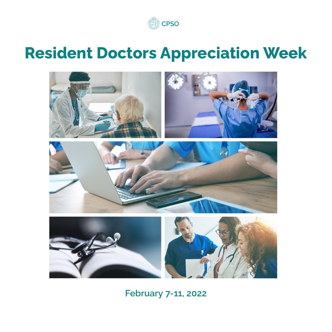 February 7-11 is National Resident Doctors Appreciation Week — grateful to Ontario’s brilliant #MedicalResidents, now and always. #ThankYou 
#ResidentDoctorsAppreciation2022 #MedEd <a href="/ResidentDoctors/">Resident Doctors</a> 
#ResidentAwarenessWeek