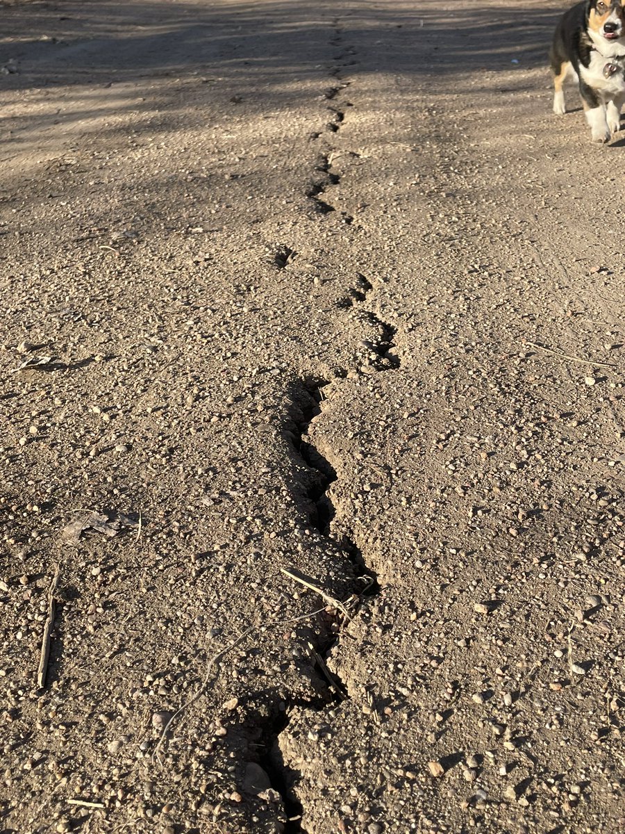 firefighter89's tweet photo. How dry is it? Last time I remember cracks this big in our driveway was 2012. #MoisturePlease #AgTwitter #ButlerCountyNE @krvn https://t.co/bJ6sFimD3K