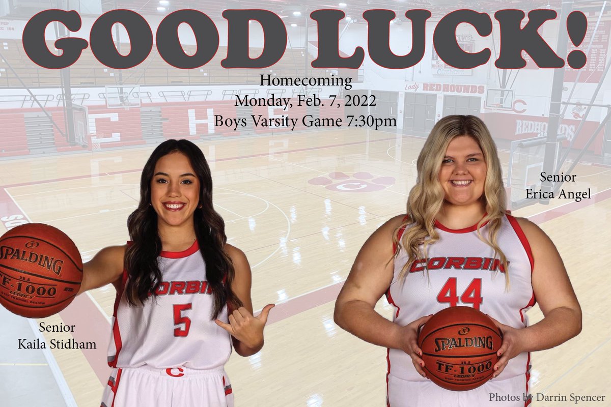 Corbin Ladyhounds BB (@bb_corbin) on Twitter photo Good Luck to two of our Lady Redhound Seniors as they participate in homecoming! Come out to the boys varsity game to see who wins the crown. Today, Monday, Feb. 7th, game tip-off is scheduled for 7:30pm. #chsladyredhoundsbb <a href="/stidham05/">kaila.stidham05</a> <a href="/ericaangel44/">Erica Angel</a> Good Luck to two of our Lady Redhound Seniors as they participate in homecoming! Come out to the boys varsity game to see who wins the crown. Today, Monday, Feb. 7th, game tip-off is scheduled for 7:30pm. #chsladyredhoundsbb <a href="/stidham05/">kaila.stidham05</a> <a href="/ericaangel44/">Erica Angel</a>