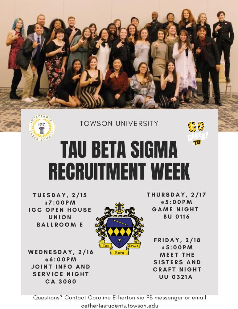 The time has come!! We are super excited to announce our dates for the Spring 2022 Recruitment Week 💙💙 We hope to see you there!

Attending the IGC Open House is MANDATORY for a bid, so if you are interested in TBS, make sure you attend that event!