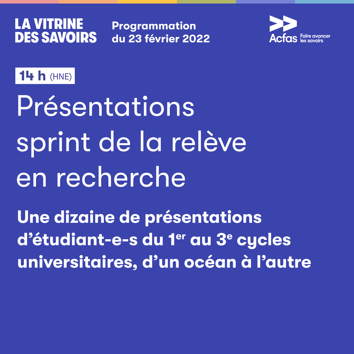 laurapelletierb's tweet photo. Cette semaine, on présente les panels de la Vitrine des savoirs! Le 23 février à 14h (HE), assistez aux présentations sprint de la relève en recherche. 12 étudiants sélectionnés issus de 6 provinces différentes présentent en 6 minutes! Inscription: https://t.co/VbCvSKasJA #frcan https://t.co/y9RcVNFAfB