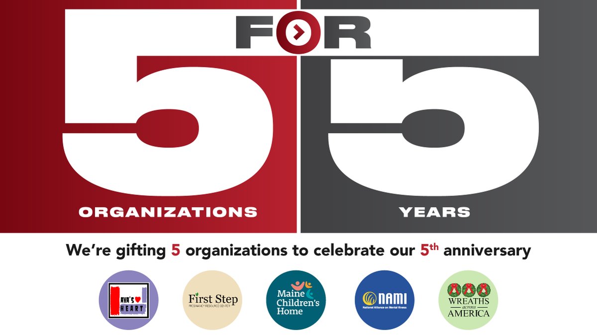 5️⃣ for 5️⃣! When we were planning for 2022, we knew one of the ways we wanted to say "thank you" was by giving back and we wanted to involve the whole team. If there's an organization here you don't recognize, we hope you'll check them out and learn about their mission.