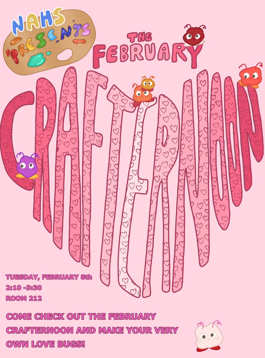 Don't forget to stop by 212 tomorrow for the FREE Valentine's Day Crafternoon we're holding after school from 2:10-3:30! We'd love to help you make some "love bugs" ❤️ #craftycolonels