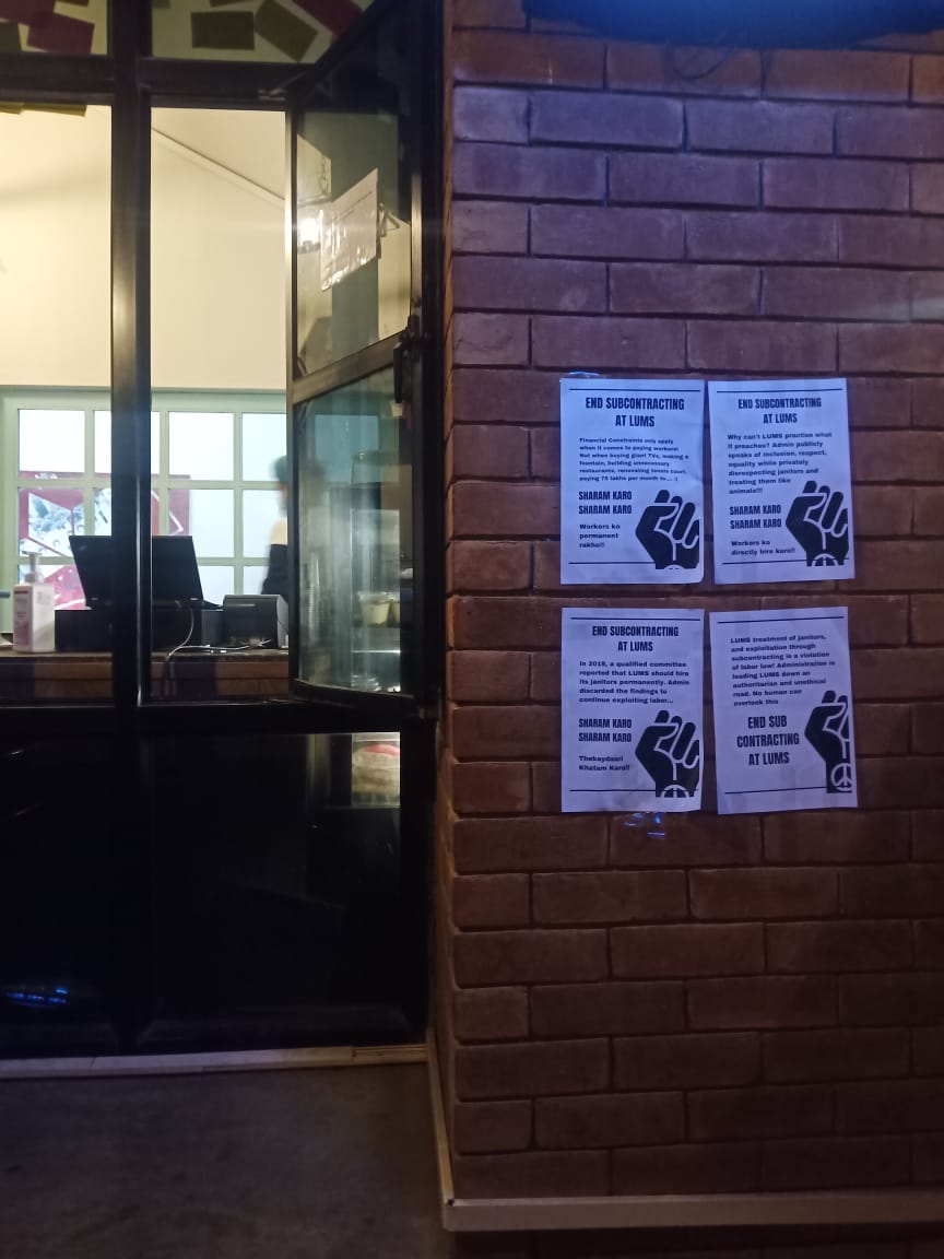 endsubcontracts's tweet photo. Posters are all around campus.
Be our eyes to make sure no one takes these down students!
#EndSubcontractingAtLUMS https://t.co/FvNyPXa0MJ