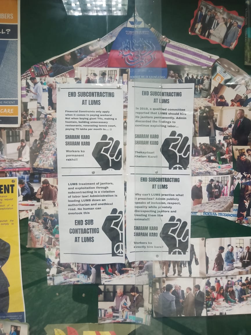 endsubcontracts's tweet photo. Posters are all around campus.
Be our eyes to make sure no one takes these down students!
#EndSubcontractingAtLUMS https://t.co/FvNyPXa0MJ