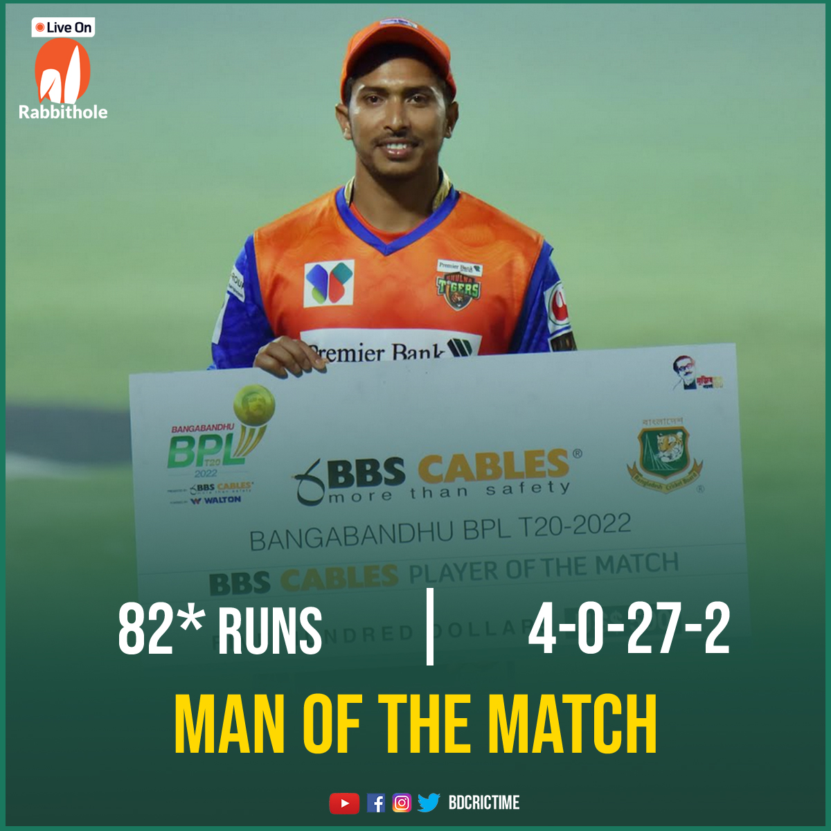 BDCricTime's tweet photo. Soumya is the Player of the Match for his all-round performance.
Scorecard- https://t.co/m8sKS44SDV
#SSvKT #BBPL2022 https://t.co/JpyBdlJMFY