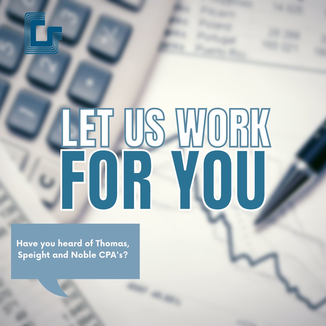 TS_N_CPAs's tweet photo. Thomas, Speight &amp; Noble, CPA’s provides a wide range of services to individuals and businesses in a variety of industries. We strive to meet each client’s specific needs in planning for the future and achieving their goals in an ever-changing financial and regulatory environment. https://t.co/8fyqXPu2gW