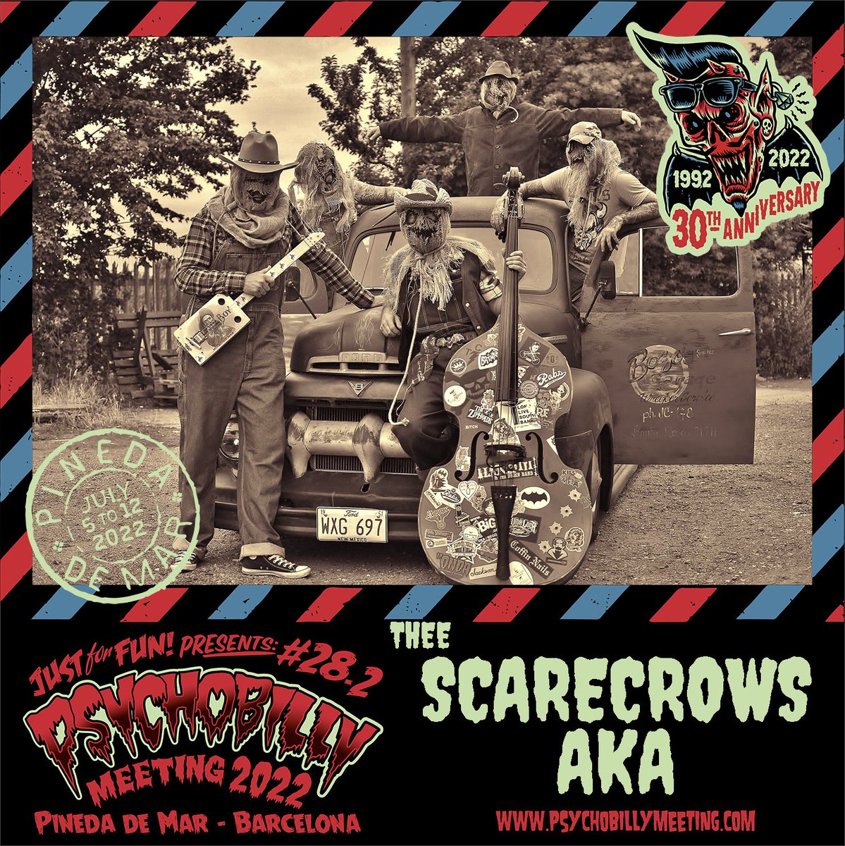 Its time to celebrate ! 
28.2th PSYCHOBILLYMEETING 2022 Pineda de Mar 
5th to 12 of July 2022
Buy your tickets in advance 
psychobillymeeting.com 
#pinedademar #psychobillymeeting2022