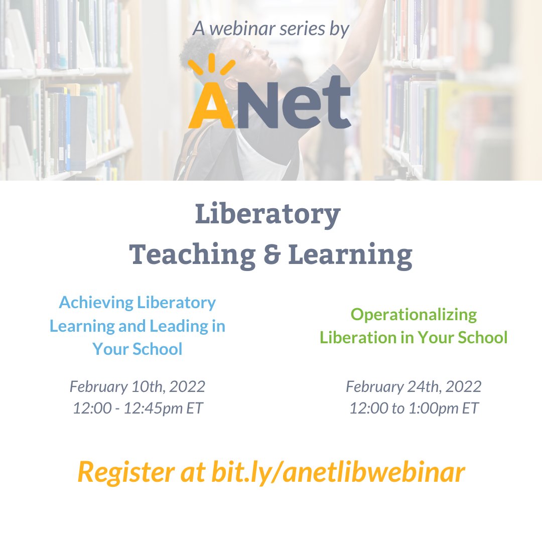 AchievementNet's tweet photo. Join us this week for session 1 of a 2-part webinar series on achieving and operationalizing #LiberatoryLearning for ALL #students in your school(s). 

Register now at https://t.co/CnJRJEr79X

#LearningTogether #ANetIsMovingTheNeedle https://t.co/jt5EzXtvRn