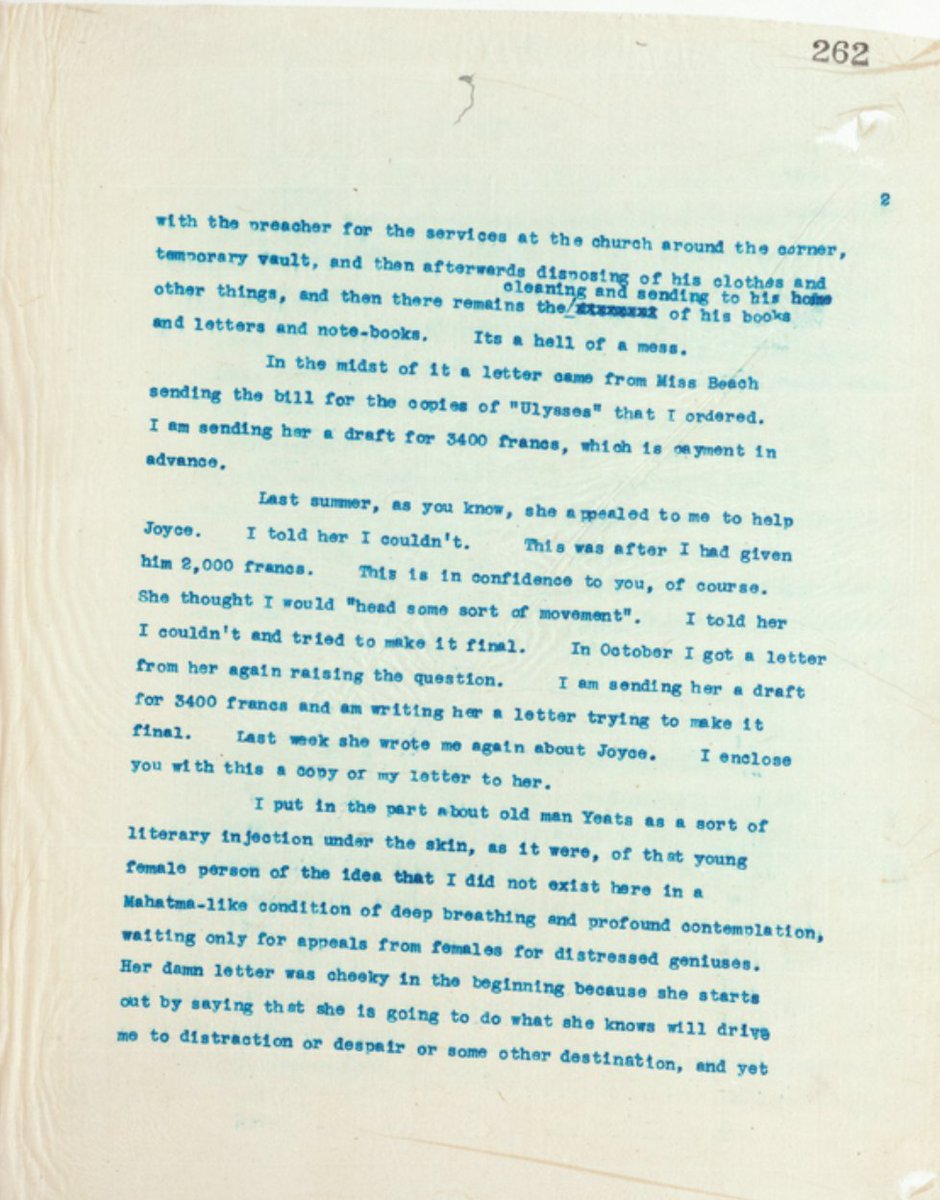 JJ_Gazette's tweet photo. #Ulysses100
7 Feb. 1922
John Quinn to Ezra Pound
Seven-page letter… pp. 1–2 below.
—Quinn, J, Letterbook 1921 Aug. 29 – 1922 July 26, pp. 261–67.
https://t.co/IxW6uCYAEC via @nypl
#JohnQuinn #EzraPound #JohnBYeats #SylviaBeach #ShakespeareandCo #JamesJoyce #Ulysses https://t.co/u2Yp20waNb