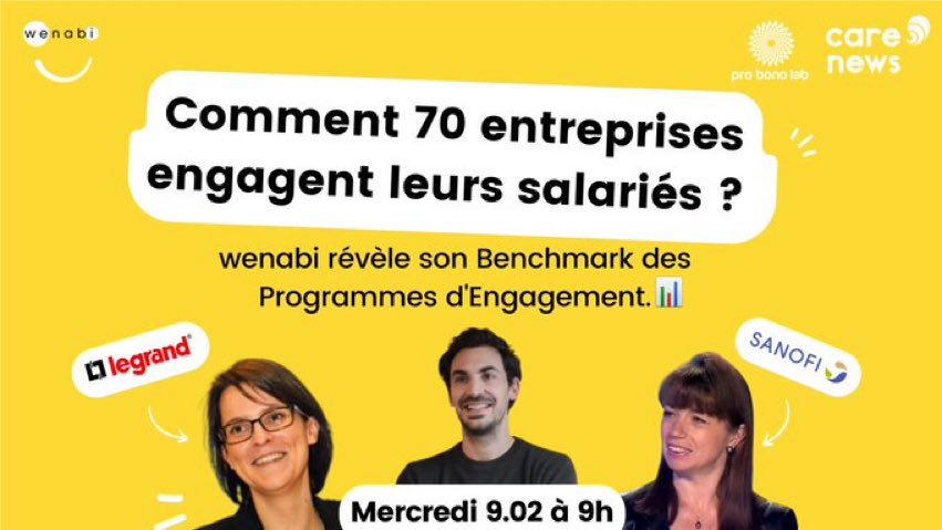 ProBonoLab's tweet photo. 📅 | Public et privé, même combat pour engager ses https://t.co/dbupV9TJGe ?
On vous donne rdv mercredi pour étudier les programmes d’#engagement en entreprise avec @wenabi_com &amp; jeudi pour voir comment le #mécénatdecompétences peut s’adapter au secteur public ! See you there 🤗 https://t.co/DWBLe5XQjX