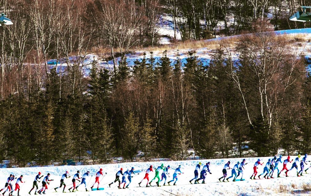 Ireland’s Thomas Maloney Westgard in the middle of the shot skiing in 15x15km skiathlon at the Beijing 2022 Winter Olympics.