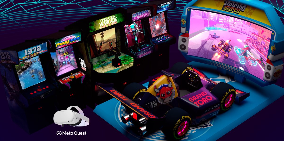 TouringKarts's tweet photo. We just released a #TouringKarts update for #MetaQuest adding 90FPS, increased resolution and graphics quality as well as integration with the rest of the Nostalgia Arcade #VR games. #FREE https://t.co/4rOQigEDpG https://t.co/O0tgYuwUeS