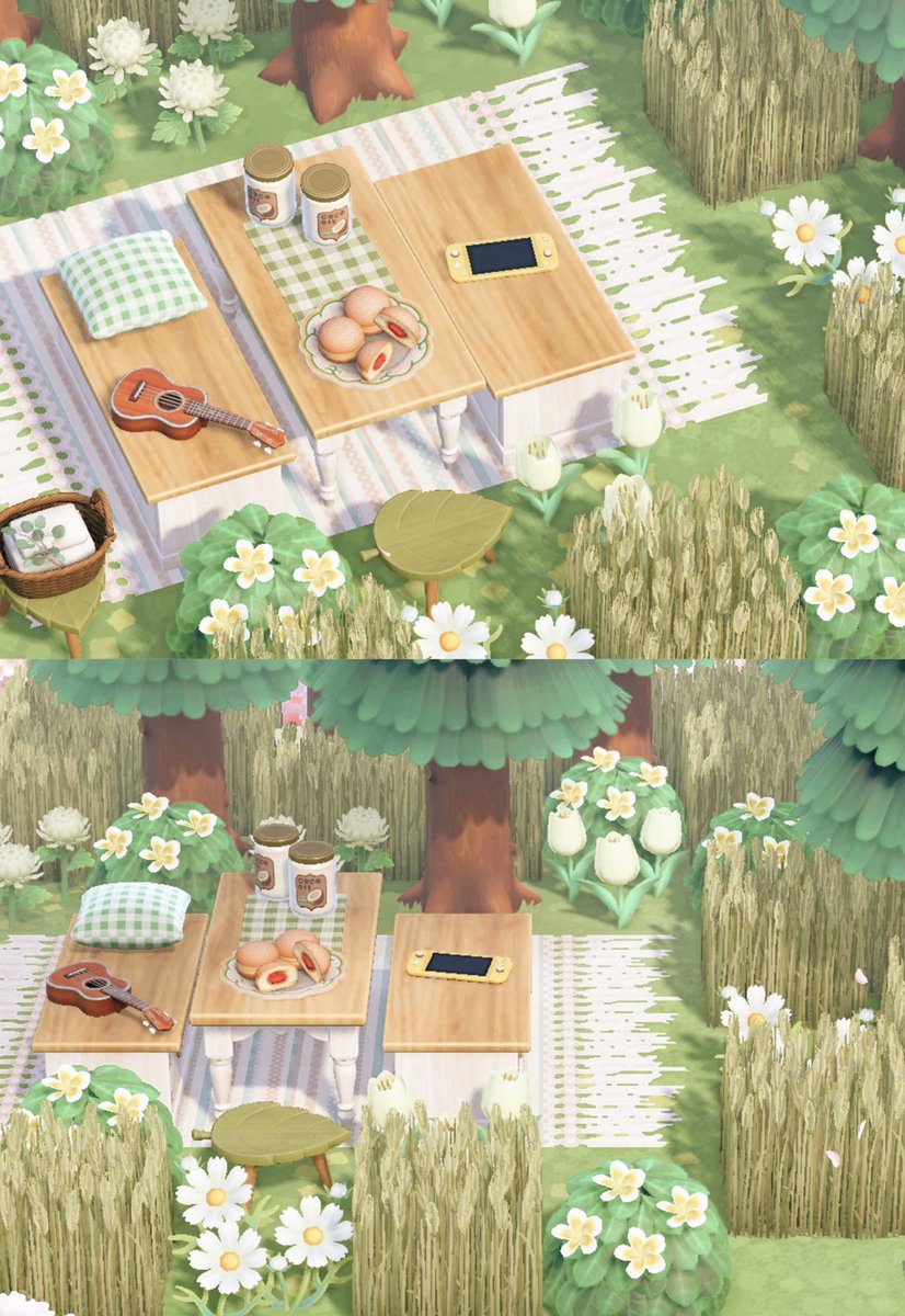 nayeonsoooooo's tweet photo. Picnic in the woods 🌲🍰🪵🌿 
#HHP #ACNH #ACNHDesigns https://t.co/1WpMEzWBFE