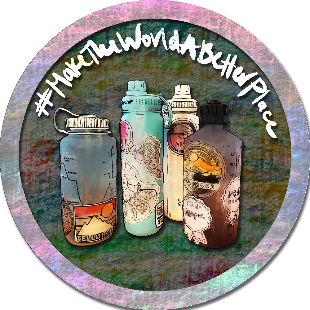 MakeTheWorldA13's tweet photo. ✨🌎March Challenge🌎✨

 Use reusable water bottles instead of buying packaged water &amp; receive a #POAP!

🌈Take a photo of your reusable water bottle(s). The more stickers you have, the better 🥰
🌈Include a handwritten timestamp in your photo!!
🌈DM @MakeTheWorldA13 your photo https://t.co/CnTmyT97j7