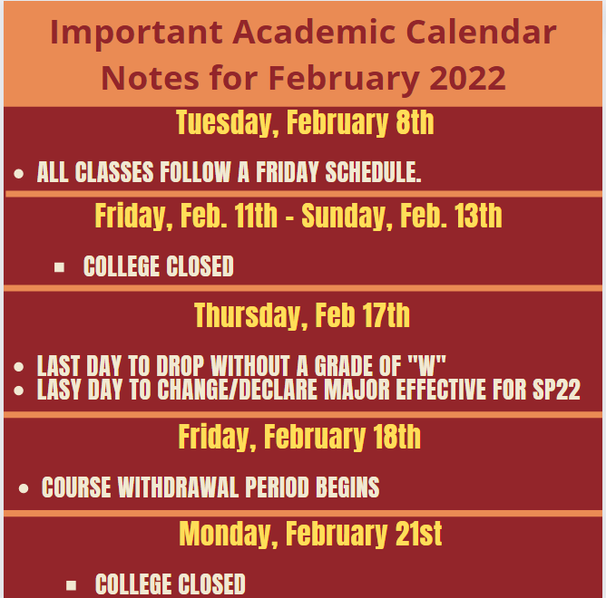 CSI St. George (@csistgeorge) on Twitter photo Important #AcademicCalendar Notes for Feb 2022, including definition of a <a href="/CUNY/">The City University of New York</a> CONVERSION DAY: When it might be one day in the Real World, but you're following a different day's schedule for your classes, like tomorrow, TUESDAY, FEB 8th, when you'll follow a FRIDAY schedule.🤔 Important #AcademicCalendar Notes for Feb 2022, including definition of a <a href="/CUNY/">The City University of New York</a> CONVERSION DAY: When it might be one day in the Real World, but you're following a different day's schedule for your classes, like tomorrow, TUESDAY, FEB 8th, when you'll follow a FRIDAY schedule.🤔