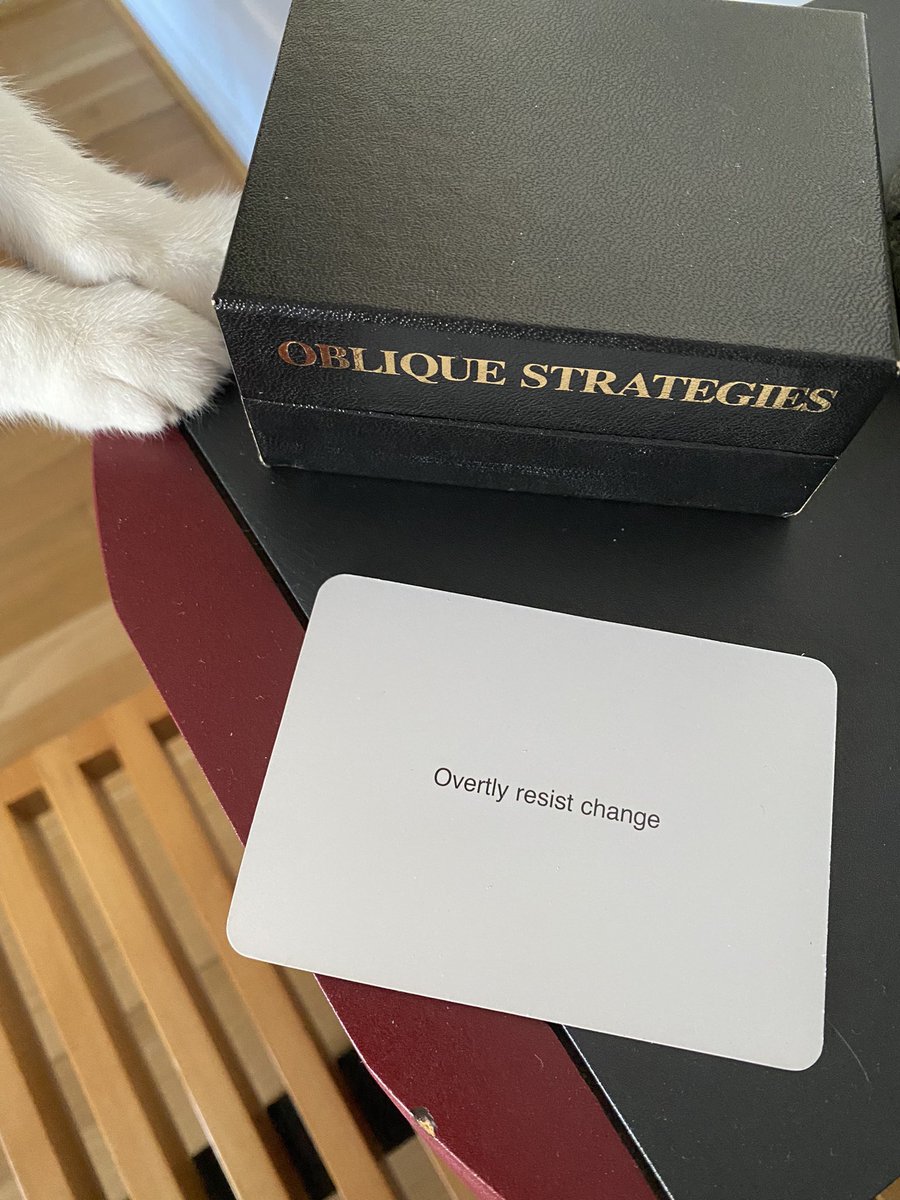 Happy Monday. #obliquestrategy to get our week started:

Overtly resist change

#WomeninNFTs #NFTartist #NFTCommunity