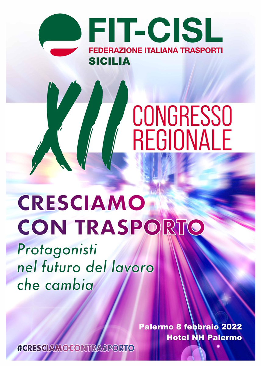 antoniodb69's tweet image. 📌Domani a #Palermo il #XIICongresso reg.le @FitSicilia_cisl.
Relaziona #DionisioGiordano Segr.Gen. della Fed. Trasporti e Ambiente della #Sicilia. Interverrà #SebastianoCappuccio Segr.Gen. @CislSicilia e concluderà @salvopellecchia Segr.Gen. @FitCisl.
#CresciamoConTrasporto