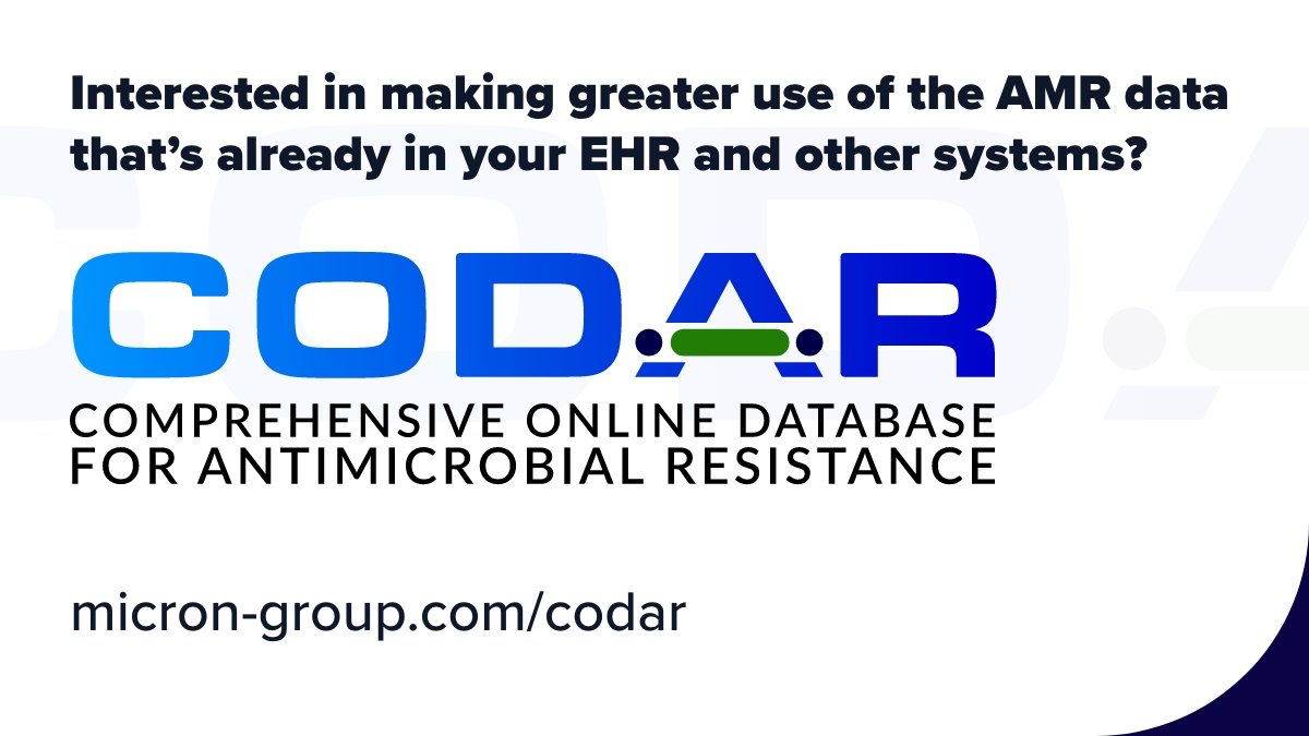 Micron is looking for US based clinical sites to participate in an observational study sponsored by Pfizer. CODAR will enable you to review your current local data on epidemiology, abx resistance rates, patient mgmt & outcomes
micron-group.com/codar
#Pfizersponsored #Pfizer