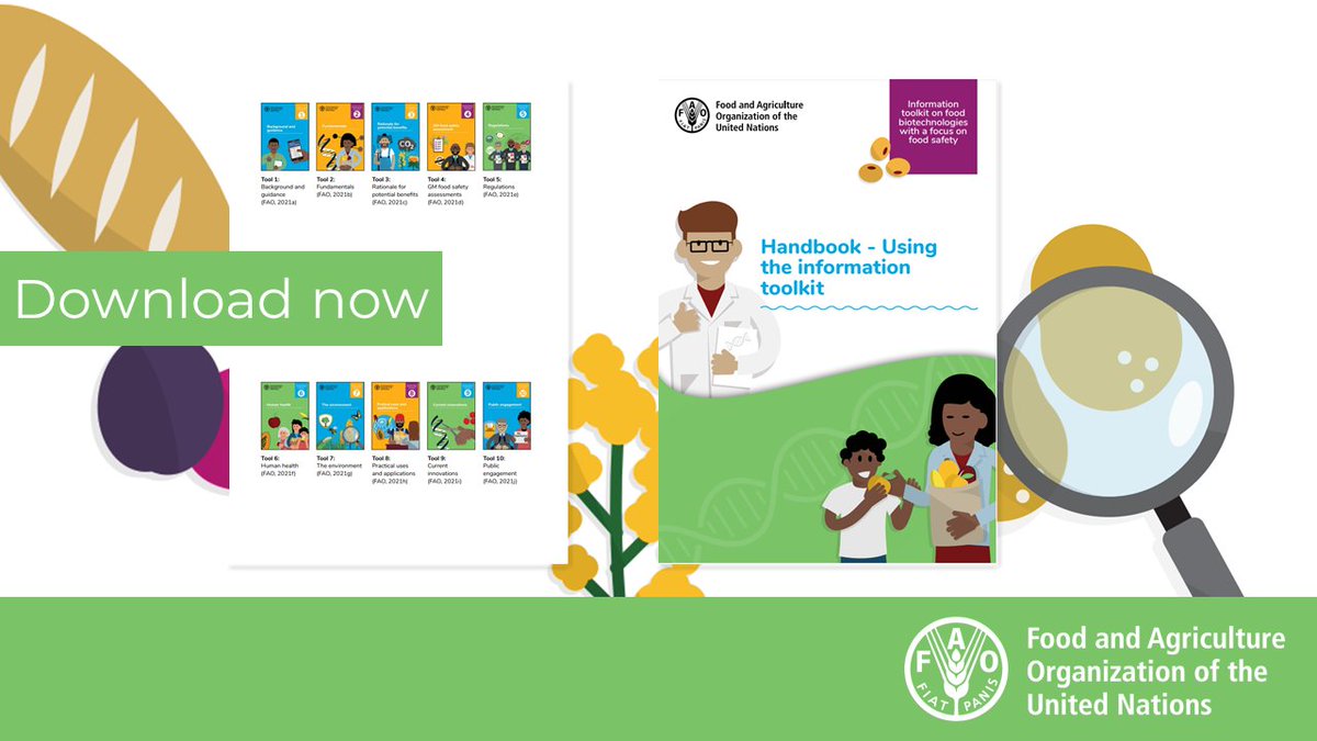 FAOWHOCodex's tweet photo. 📗 | Food biotechnologies may raise a number of questions whose answers may not always be easy to find.

A 🆕 @FAO handbook will assist countries in addressing the general public’s concerns on food biotechnology &amp; food safety

➕ℹ️➡️ https://t.co/qQl8imFWs5

#OutNow | #FoodSafety https://t.co/uY6ZK9Ancx