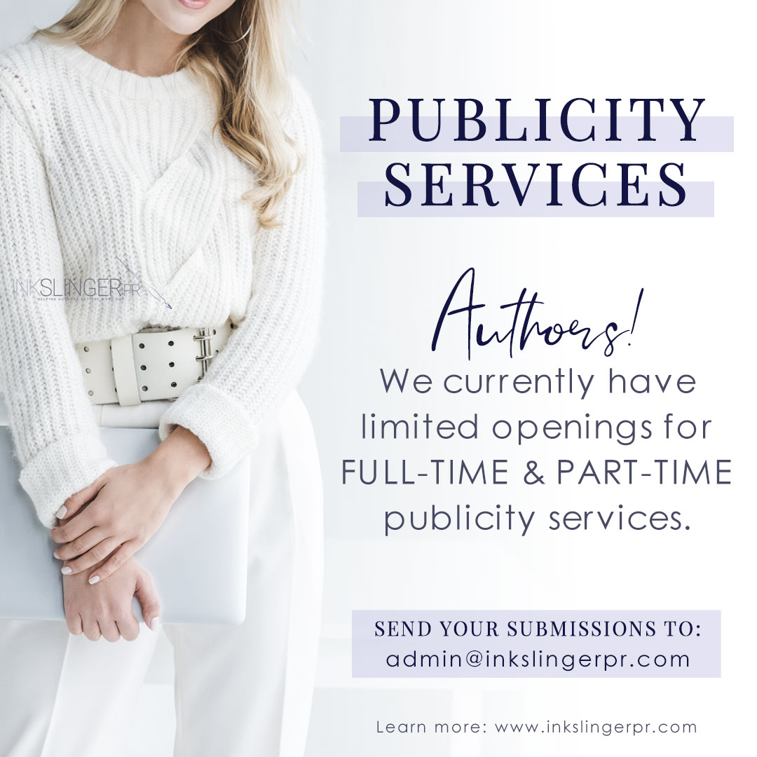 AUTHORS!
Looking to increase the visibility of your books? Want to solidify your brand? InkSlinger PR’s PUBLICITY SERVICES just may be the answer for you.

We have limited PR openings, so contact us today!
Learn more: inkslingerpr.com/services/publi…

Or email us: admin@inkslingerpr.com