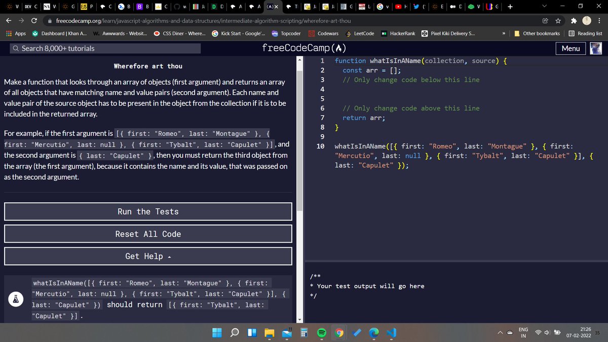 [69 - 80] #100DaysOfCode  #javascript 

Continued learning JS with Colt's Bootcamp course. Even though I tried coding daily, am only 30% into the course coz of college work😑.

I also started learning ReactJS a little. And now am trying out a few problems on fcc.