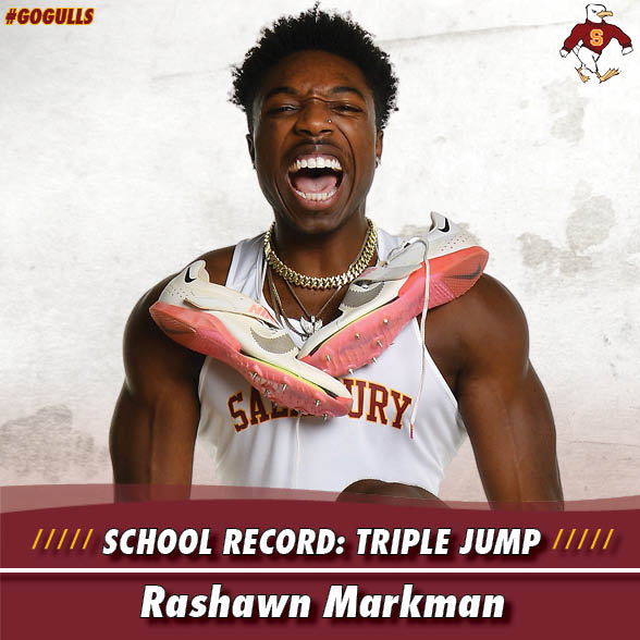TF: Congrats to <a href="/SalisburyXC_TF/">Salisbury XC and T&F</a> freshman Rashawn Markman, who broke the school indoor triple jump record yesterday with a distance of 14.43 meters (47' 4.25")!

#GoGulls | #d3tf