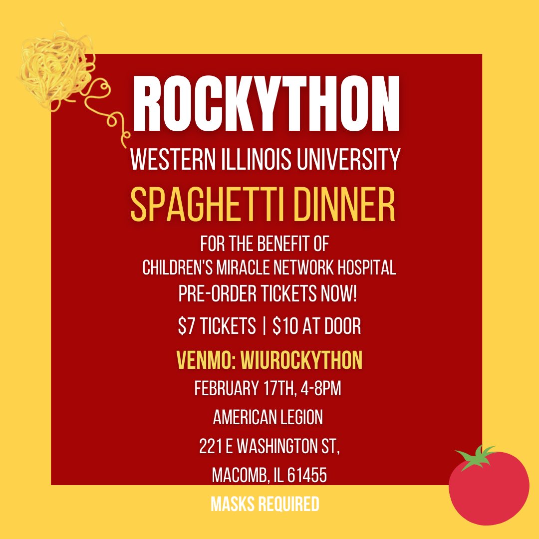 WIURockyTHON's tweet photo. We have ten days until our annual spaghetti dinner! You can purchase a ticket through a RockyTHON executive board member 🍝 https://t.co/Lh8DDVhooE