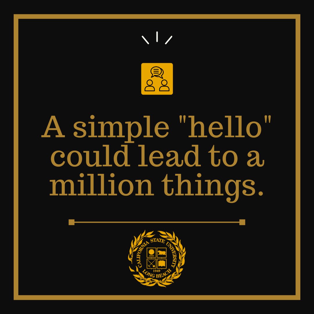 CSULBSI's tweet image. To a lot of CSULB students and faculty today: welcome back to campus!! Take the opportunity being in-person provides by saying &quot;a simple hello&quot; to start forming connections and friendships within our campus community. You got this! 💛🖤💛🖤
#motivationmonday