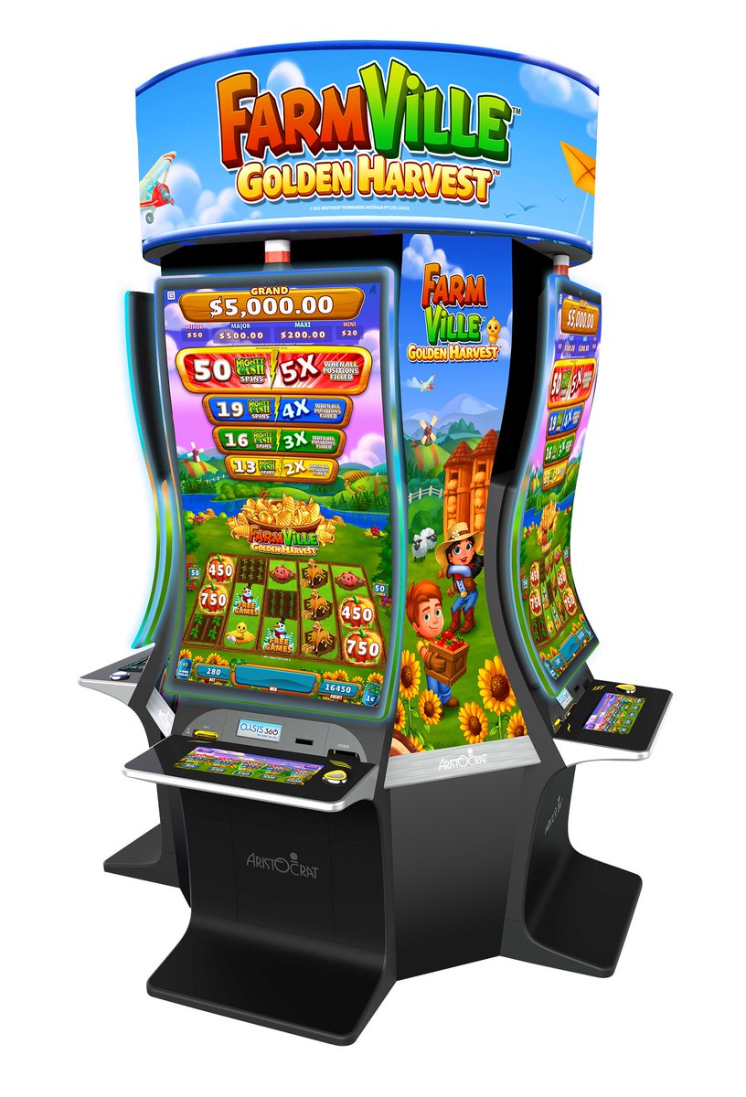 GimmieGames's tweet photo. Have you played our new Farmville Golden Harvest slot game?! #FarmvilleGoldenHarvest #gimmiegames @aristocratslots https://t.co/VEUgdwAkfP