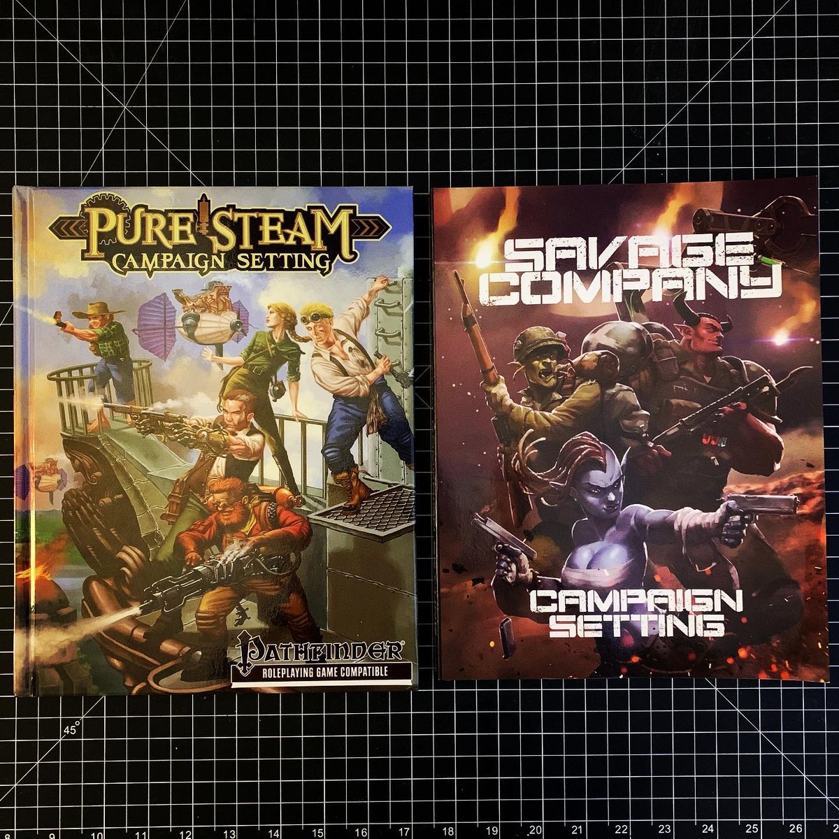 thirdgallon's tweet photo. These are some of the books/modules/settings sitting around on our shelf that we’d love to try one day

What do you have on your shelf that you’d love to play someday?

#ttrpgs #pathfinder #bladesinthedark #starfinder #nightwitches #forbiddenlands #savagecompany #puresteam #dnd https://t.co/A1APzD2svE
