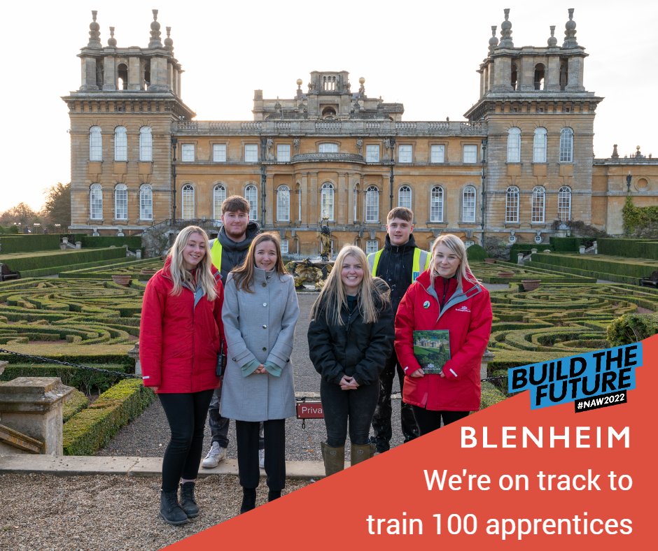 Blenheim_org's tweet photo. We're delighted to share the news this #NationalApprenticeshipWeek that we're on track to achieve our #goal of training 100 #apprentices within 10 years. 👏🏽 📚 #NAW2022 #BuildTheFuture
👧🧑🏻 Meet our apprentices: https://t.co/y3QIj1crDk https://t.co/V9a2wXsf3H