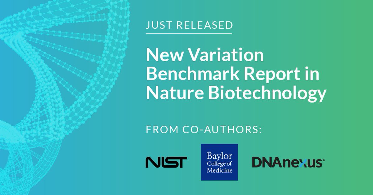 dnanexus's tweet photo. New benchmark report from @NIST, @BCM_HGSC, @dnanexus  published today in @NatureBiotech! Learn how accurate identification of variants in challenging medically-relevant genes may help advance R&amp;D. https://t.co/193rss6GDC #genomics https://t.co/sIED1sO5A1