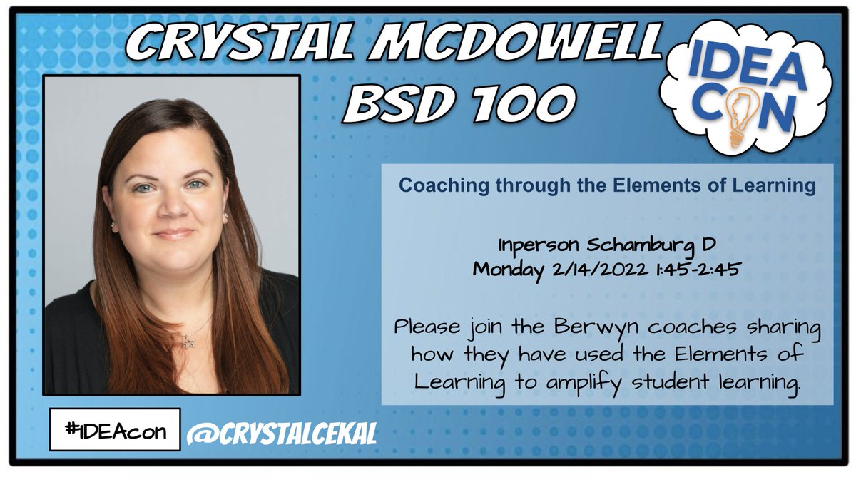 One Week away ! Cant wait for you to join BSD 100 coaches sharing on the Elements of Learning at #IDEAcon22 #inpersonconference #amplifylearning