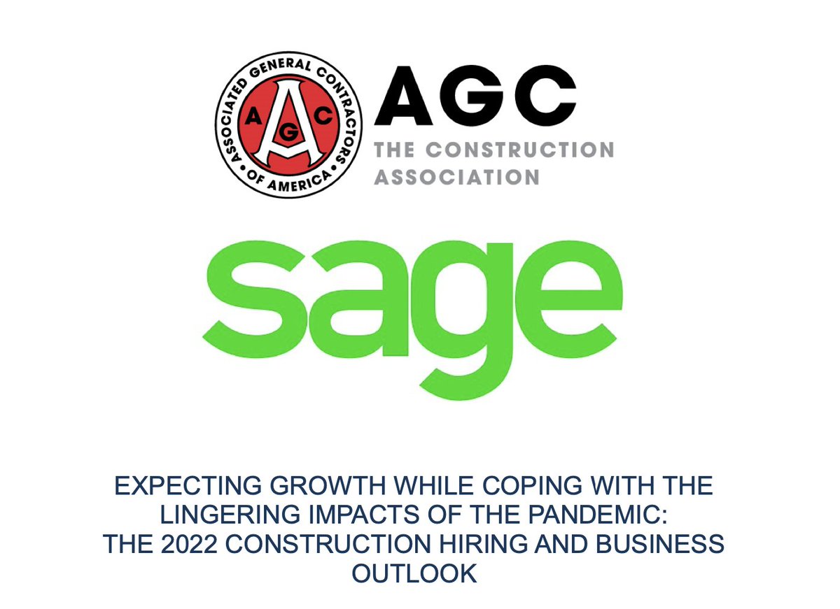 All signs point to positive growth in 2022 📈 Check out the <a href="/AGCofA/">AGC of America</a>'s 2022 Hiring and Business Outlook Outlook. It forecasts what to expect in terms of project demands, staffing, technology, and more. Find the full report here. agc.org/sites/default/…