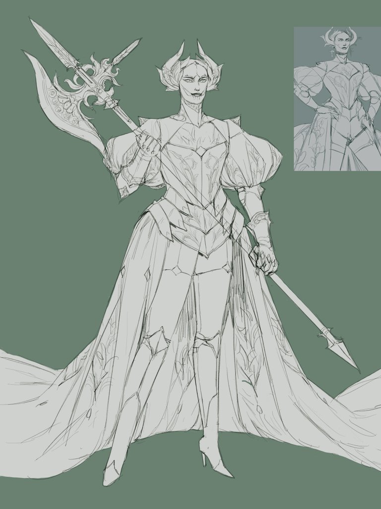 Sketch WIP of Candide, a very pretty Warforged Paladin 🌿🗡 #dnd #dndart